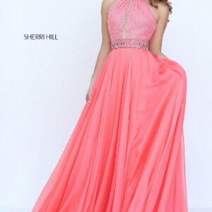 Sherri Hill Formal Dress Style 50454 Size 14 Coral NWT
